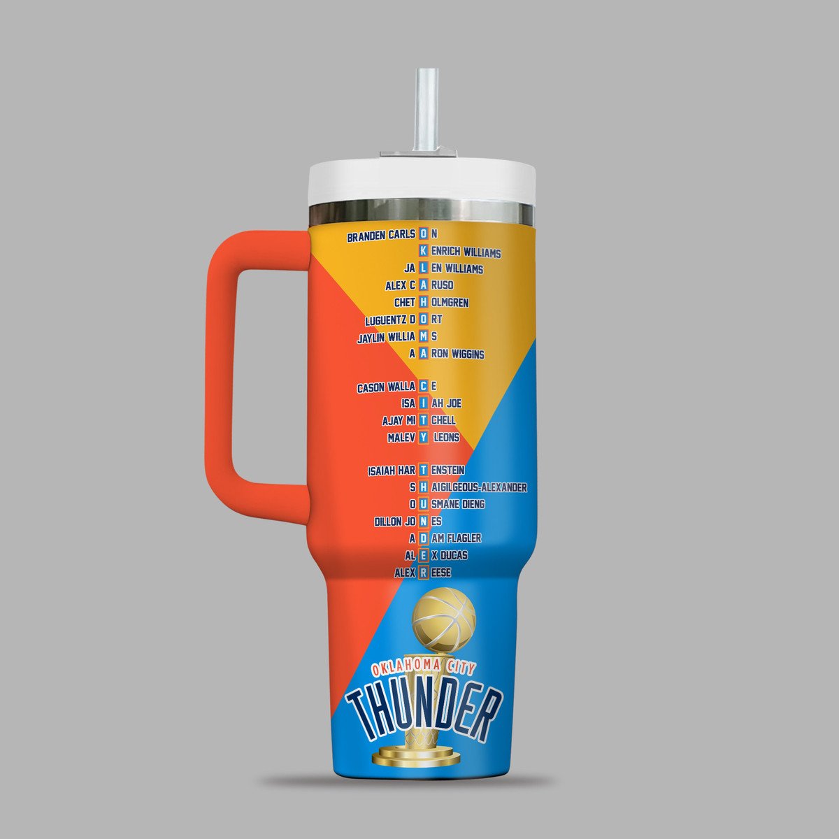 Oklahoma City Thunder 40OZ Stainless Steel Tumbler With Handle