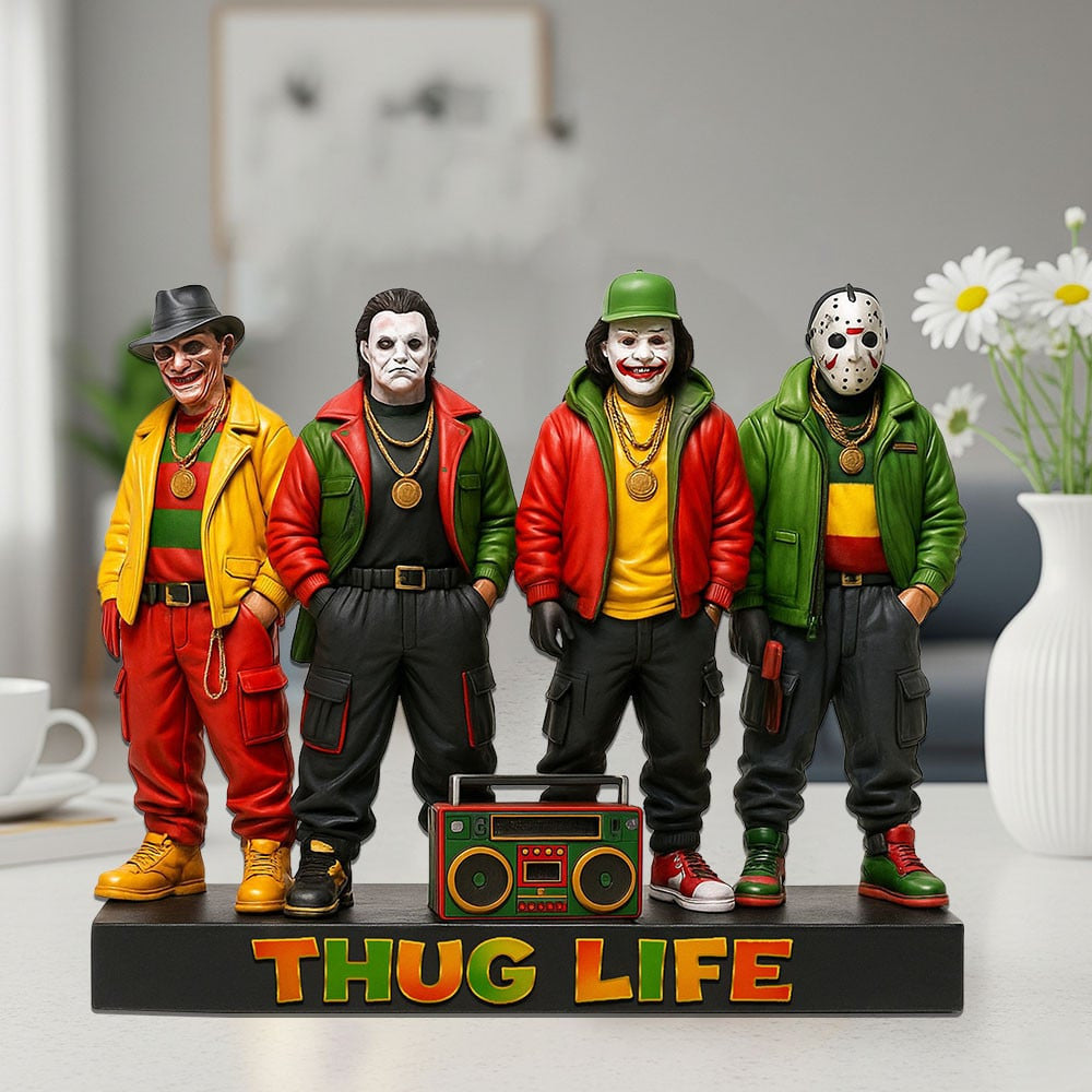 THUG LIFE HORROR MOVIE CHARACTERS ACRYLIC BLOCK PLAQUE - FUNNY GIFT FOR HORROR FANS