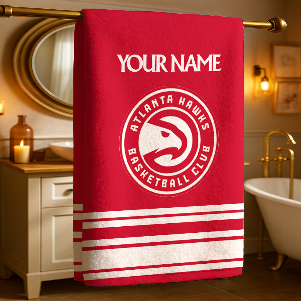 LIMITED EDITION - NEW CUSTOMIZED NBA17 AH ATLANTA HAWKS BEACH & BATH TOWEL