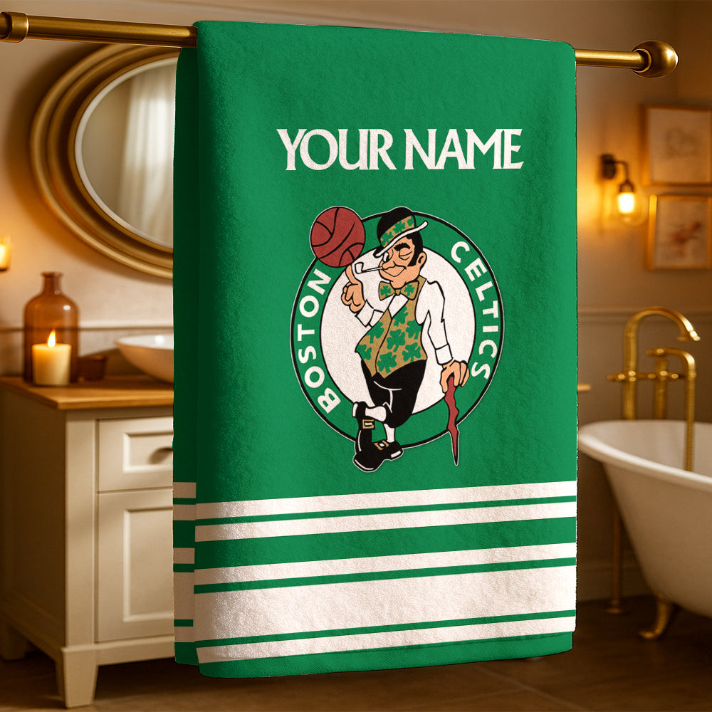 LIMITED EDITION - NEW CUSTOMIZED NBA03 BC BOSTON CELTICS BEACH & BATH TOWEL