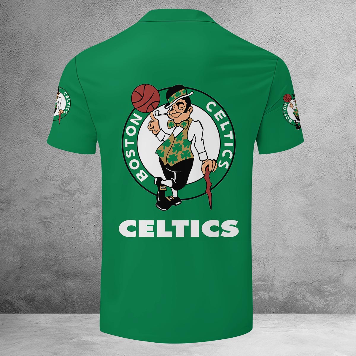 LIMITED EDITION - NEW CUSTOMIZED NBA03 BC BOSTON CELTICS ZIP POLO SHIRT