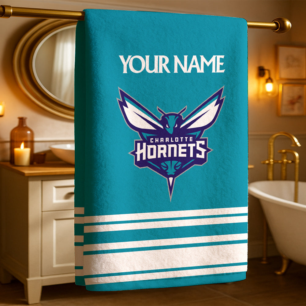 LIMITED EDITION - NEW CUSTOMIZED NBA27 CH CHARLOTTE HORNETS BEACH & BATH TOWEL