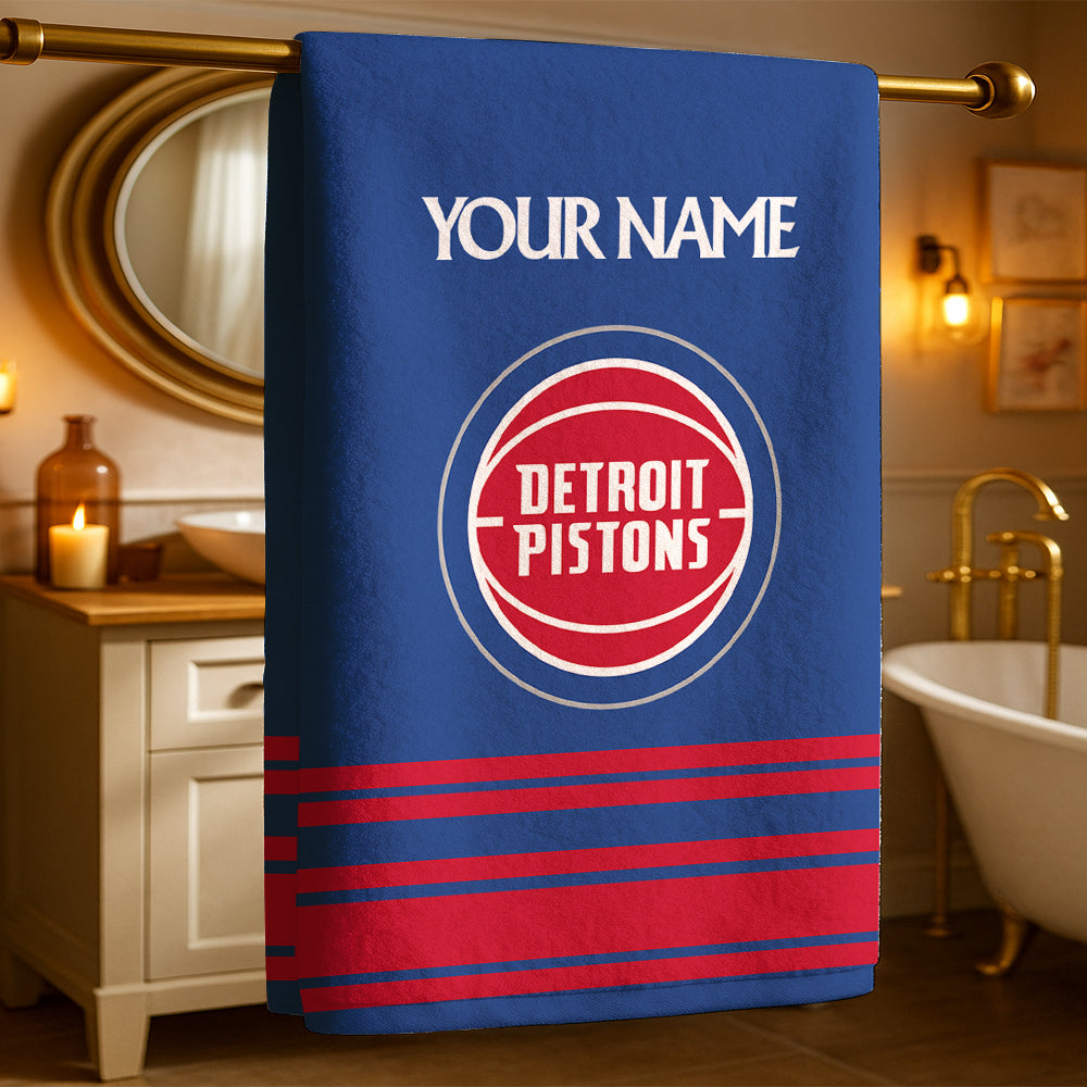 LIMITED EDITION - NEW CUSTOMIZED NBA14 DP DETROIT PISTONS BEACH & BATH TOWEL