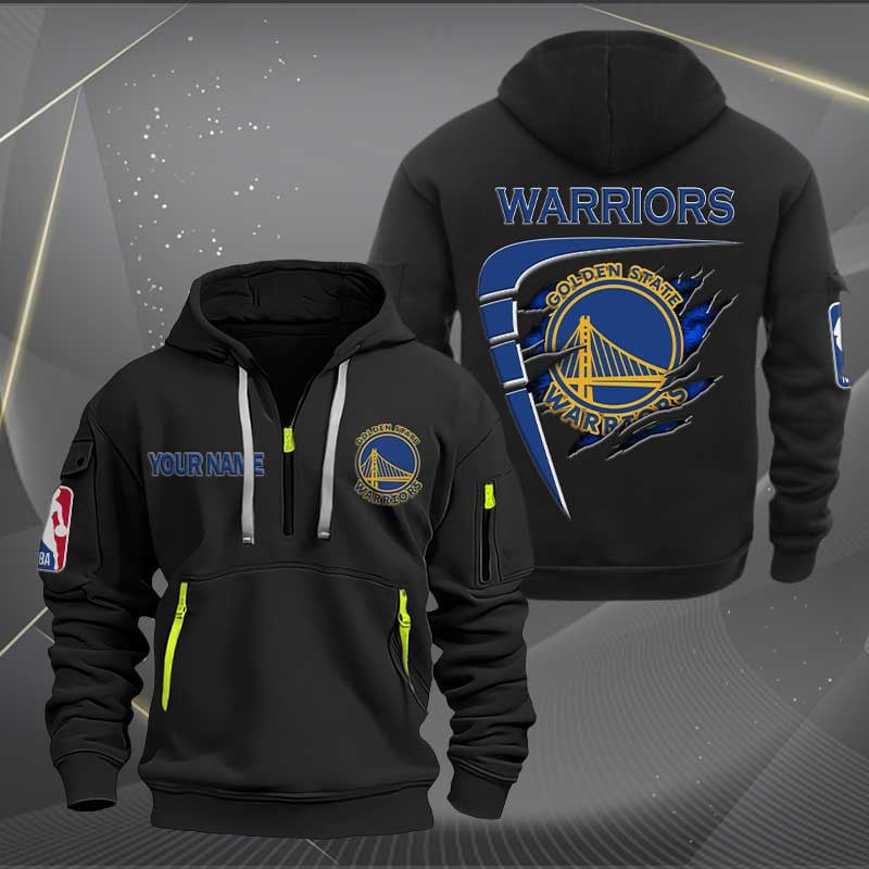 LIMITED EDITION - NEW CUSTOMIZED NBA12 GS GOLDEN STATE WARRIORS QUARTER ZIP HOODIE