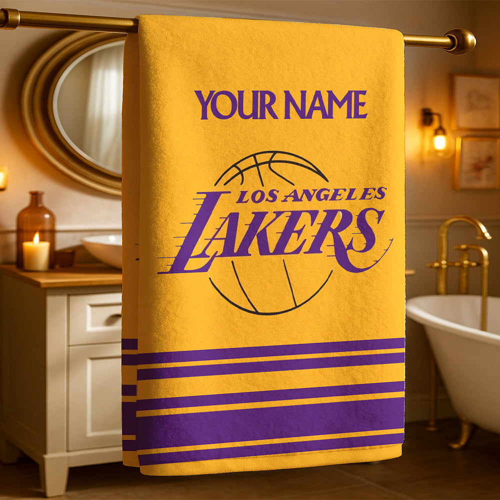LIMITED EDITION - NEW CUSTOMIZED NBA09 LL LOS ANGELES LAKERS BEACH & BATH TOWEL