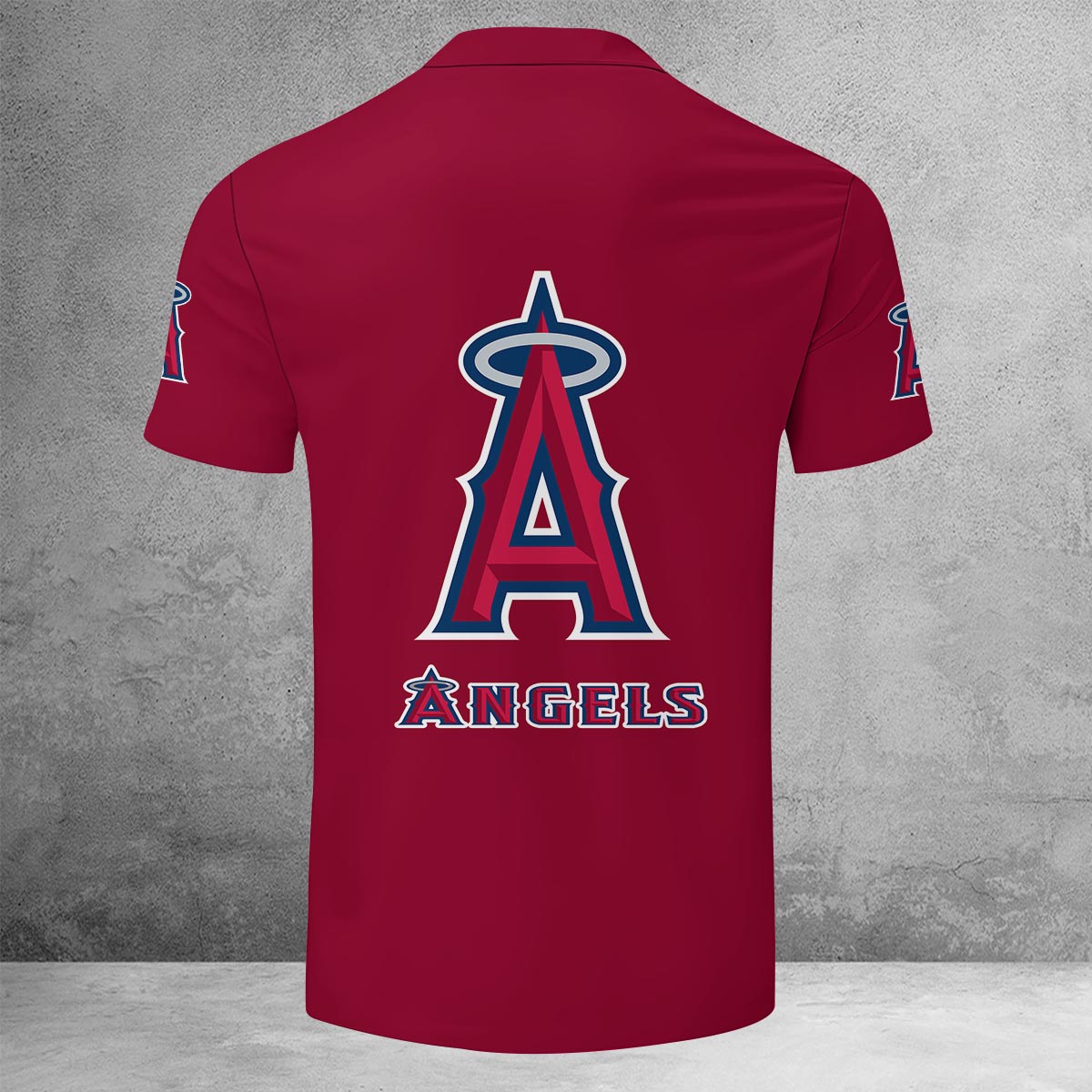 LIMITED EDITION - NEW CUSTOMIZED MLB27 LAA LOS ANGELES ANGELS ZIP POLO SHIRT