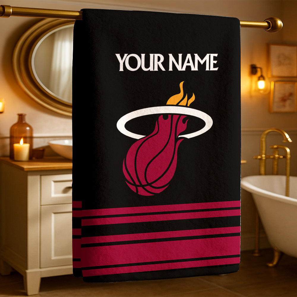LIMITED EDITION - NEW CUSTOMIZED NBA20 MH MIAMI HEAT BEACH & BATH TOWEL