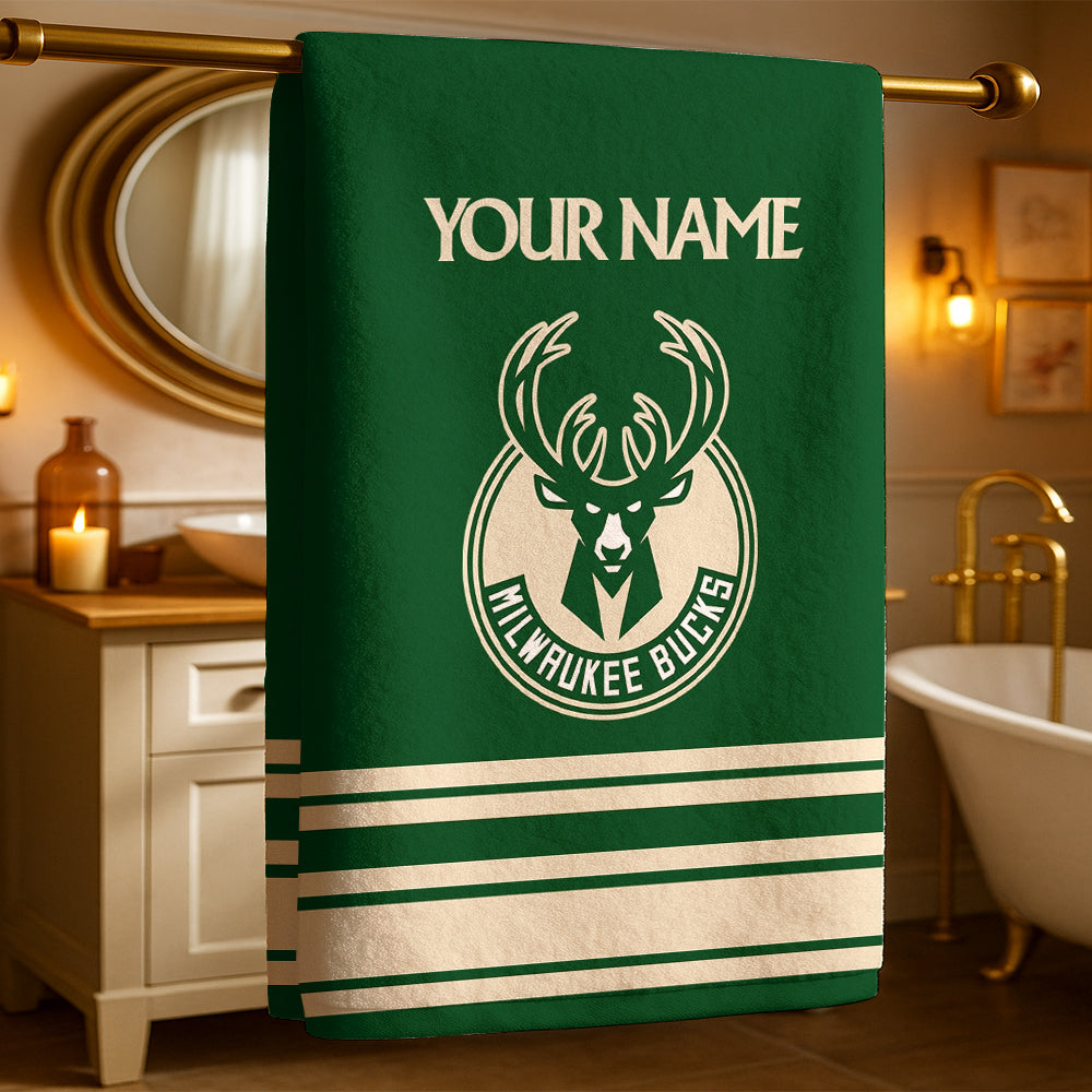 LIMITED EDITION - NEW CUSTOMIZED NBA11 MB MILWAUKEE BUCKS BEACH & BATH TOWEL