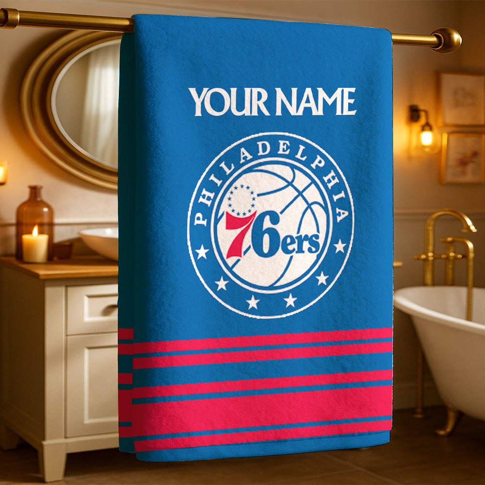 LIMITED EDITION - NEW CUSTOMIZED NBA26 P76 PHILADELPHIA 76ERS BEACH & BATH TOWEL