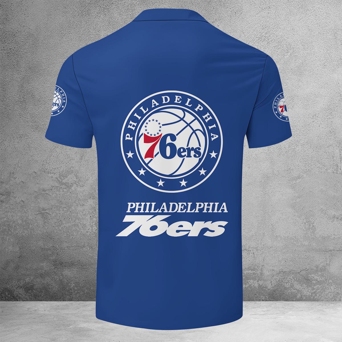 LIMITED EDITION - NEW CUSTOMIZED NBA26 P76 PHILADELPHIA 76ERS ZIP POLO SHIRT