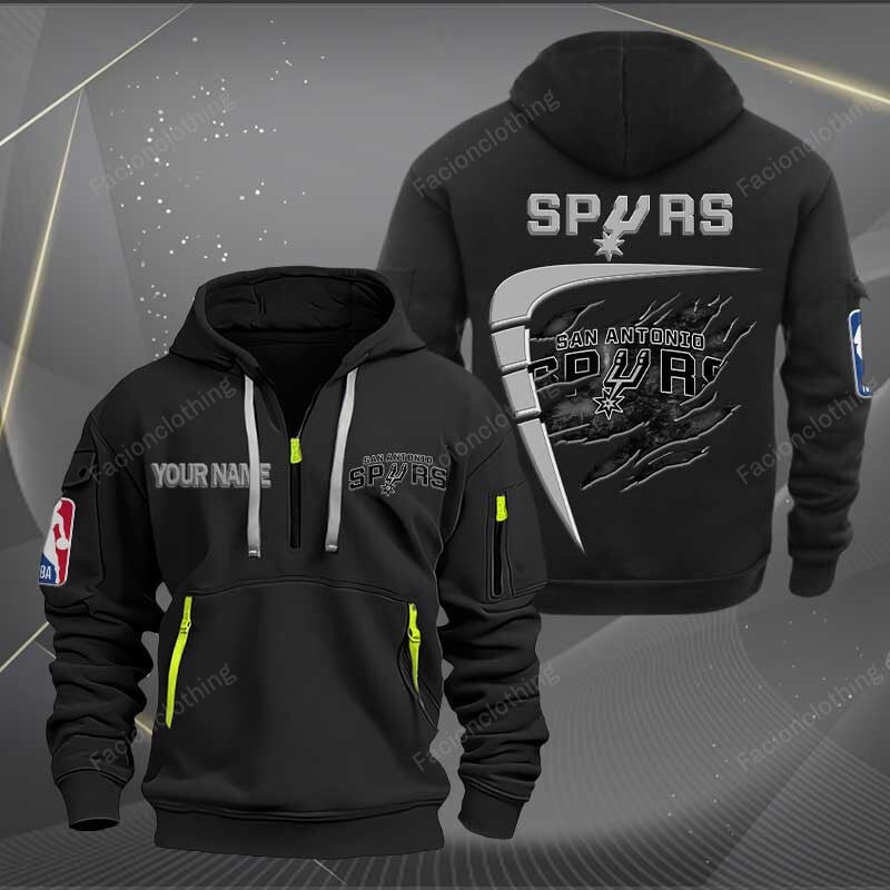 LIMITED EDITION - NEW CUSTOMIZED NBA23 SA SAN ANTONIO SPURS QUARTER ZIP HOODIE