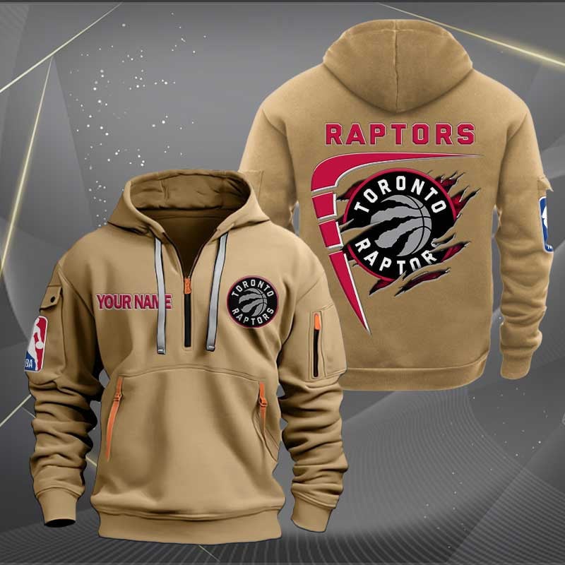 LIMITED EDITION - NEW CUSTOMIZED NBA24 TR TORONTO RAPTORS QUARTER ZIP HOODIE