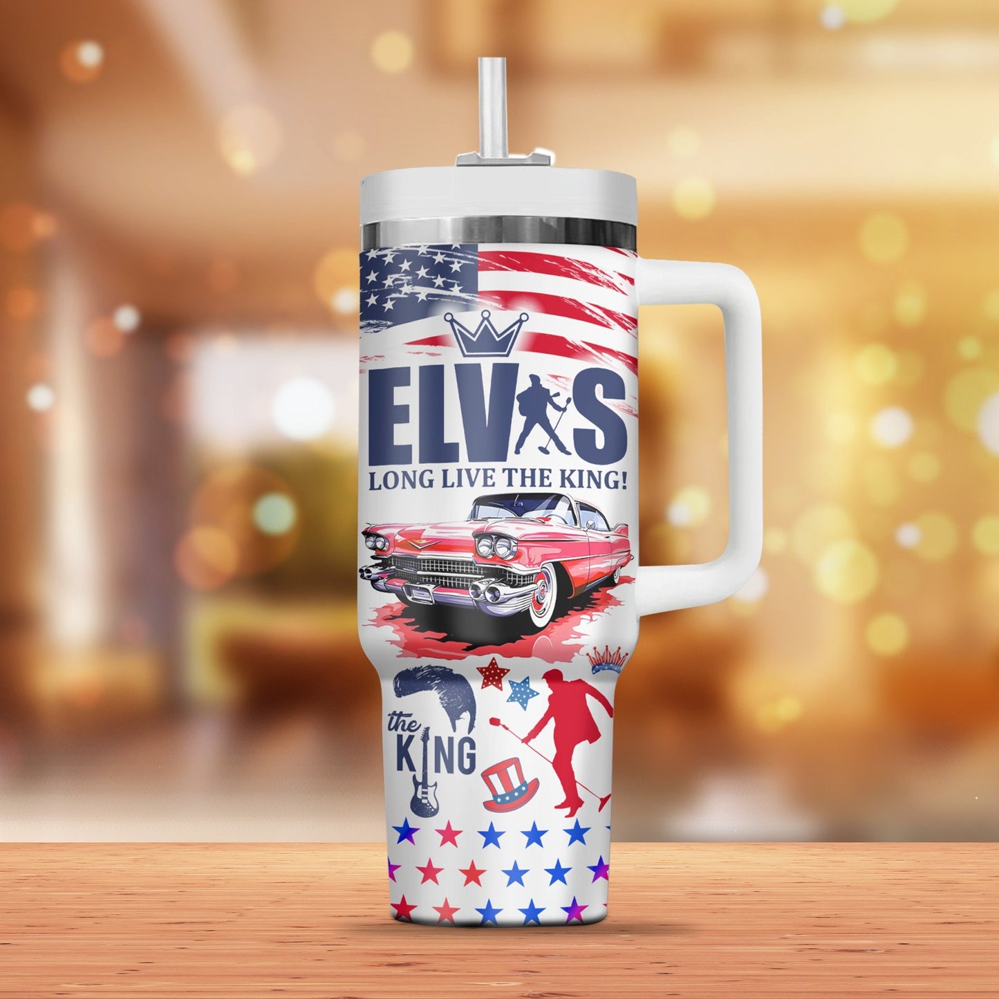 New Premium Elvis Presley 40OZ Tumbler With Handle - EVPLCAO66