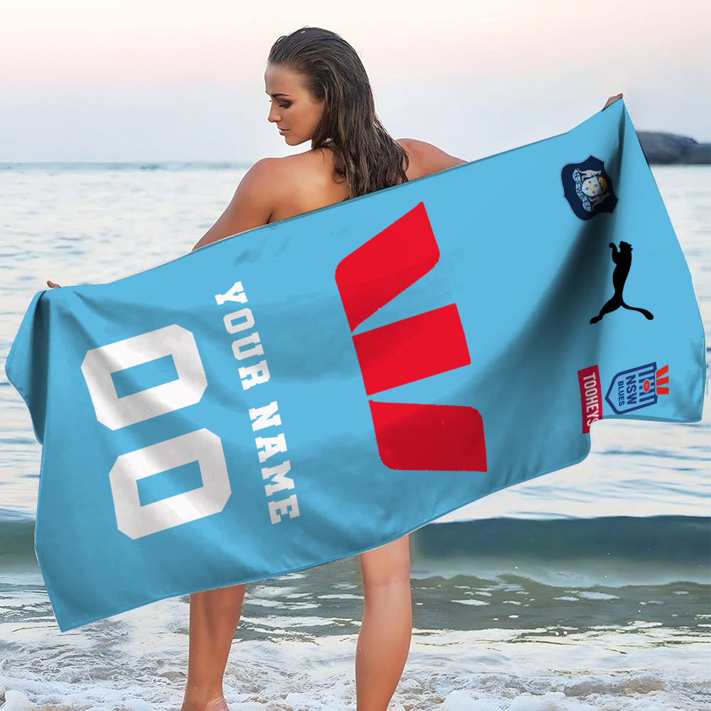 LIMITED EDITION - NEW 19 NSW PERSONALIZED BEACH TOWEL GIFT FOR FANS