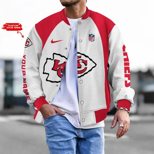 LIMITED EDITION - NEW CUSTOMIZED NFL01 KCC KANSAS CITY CHIEFS BASEBALL JACKET