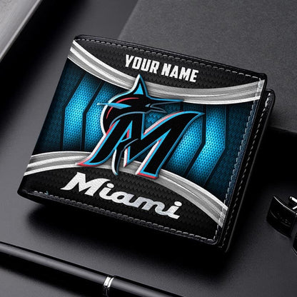 LIMITED EDITION - NEW CUSTOMIZED MLB20 MMS MIAMI MARLINS LEATHER WALLET