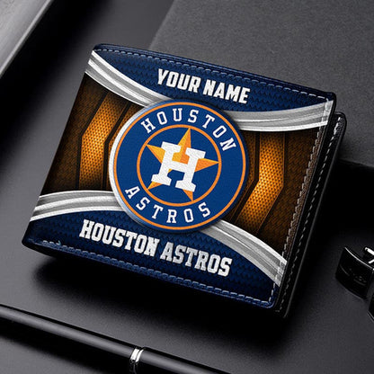 LIMITED EDITION - NEW CUSTOMIZED MLB10 HAS HOUSTON ASTROS LEATHER WALLET