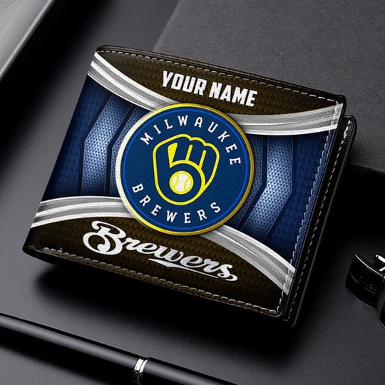 LIMITED EDITION - NEW CUSTOMIZED MLB15 MBS MILWAUKEE BREWERS LEATHER WALLET
