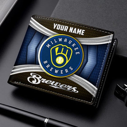 LIMITED EDITION - NEW CUSTOMIZED MLB15 MBS MILWAUKEE BREWERS LEATHER WALLET