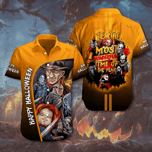 HORROR MOVIE HALLOWEEN HAWAIIAN SHIRT FUNNY SCARY VILLAINS GIFT FOR FANS