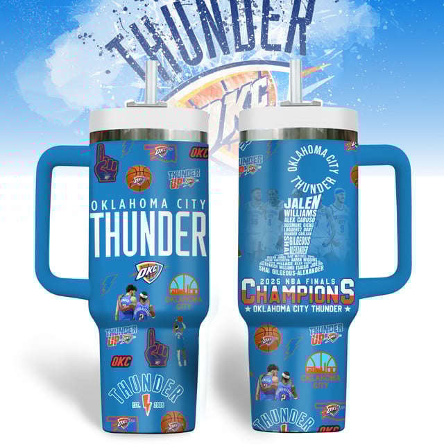 Oklahoma City Thunder 40OZ Stainless Steel Tumbler With Handle