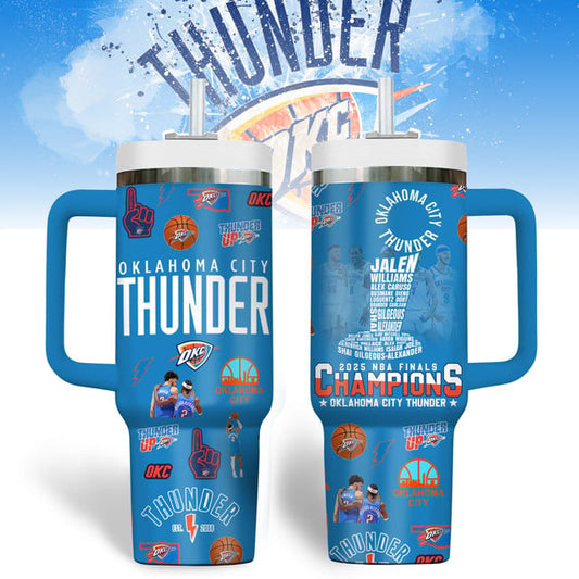 Oklahoma City Thunder 40OZ Stainless Steel Tumbler With Handle