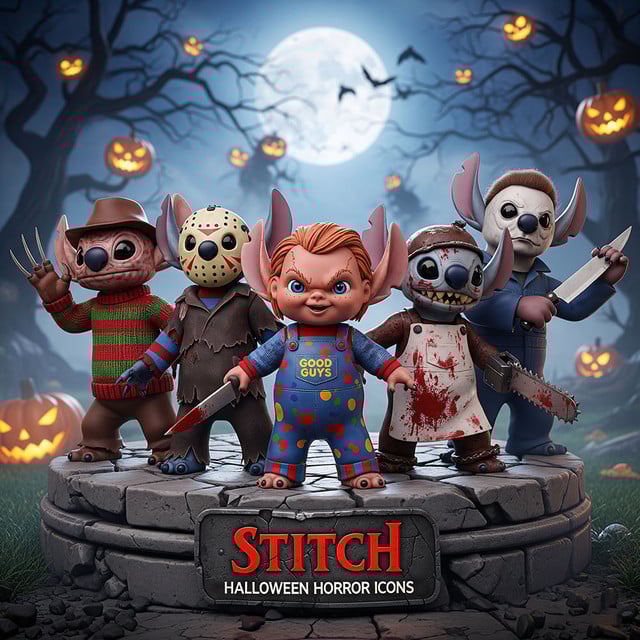 NEW PREMIUM STITCH HORROR MOVIE CHARACTER ACRYLIC BLOCK PLAQUE GIFT