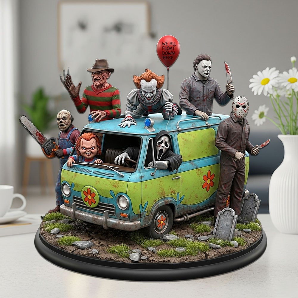HORROR MOVIE CHARACTERS DRIVING CAR ACRYLIC BLOCK - HALLOWEEN GIFT FOR FANS