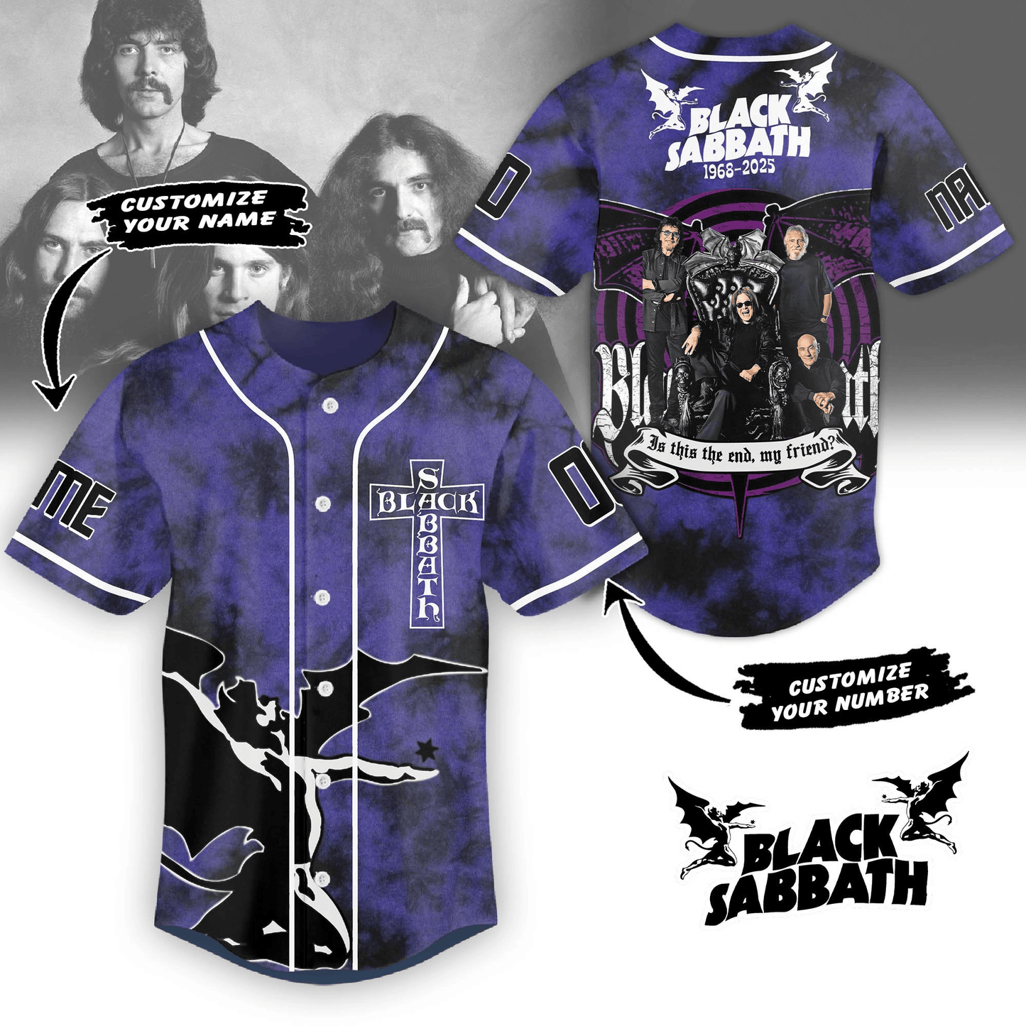 NEW PREMIUM BLACK SABBATH BASEBALL JERSEY