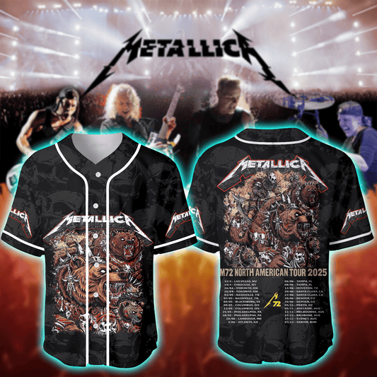 NEW PREMIUM METALLICA UNISEX BASEBALL JERSEY
