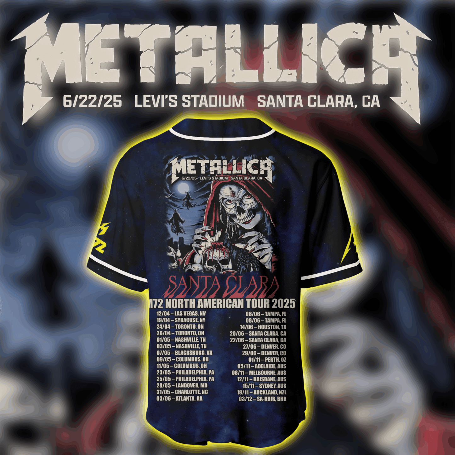 NEW PREMIUM METALLICA UNISEX BASEBALL JERSEY