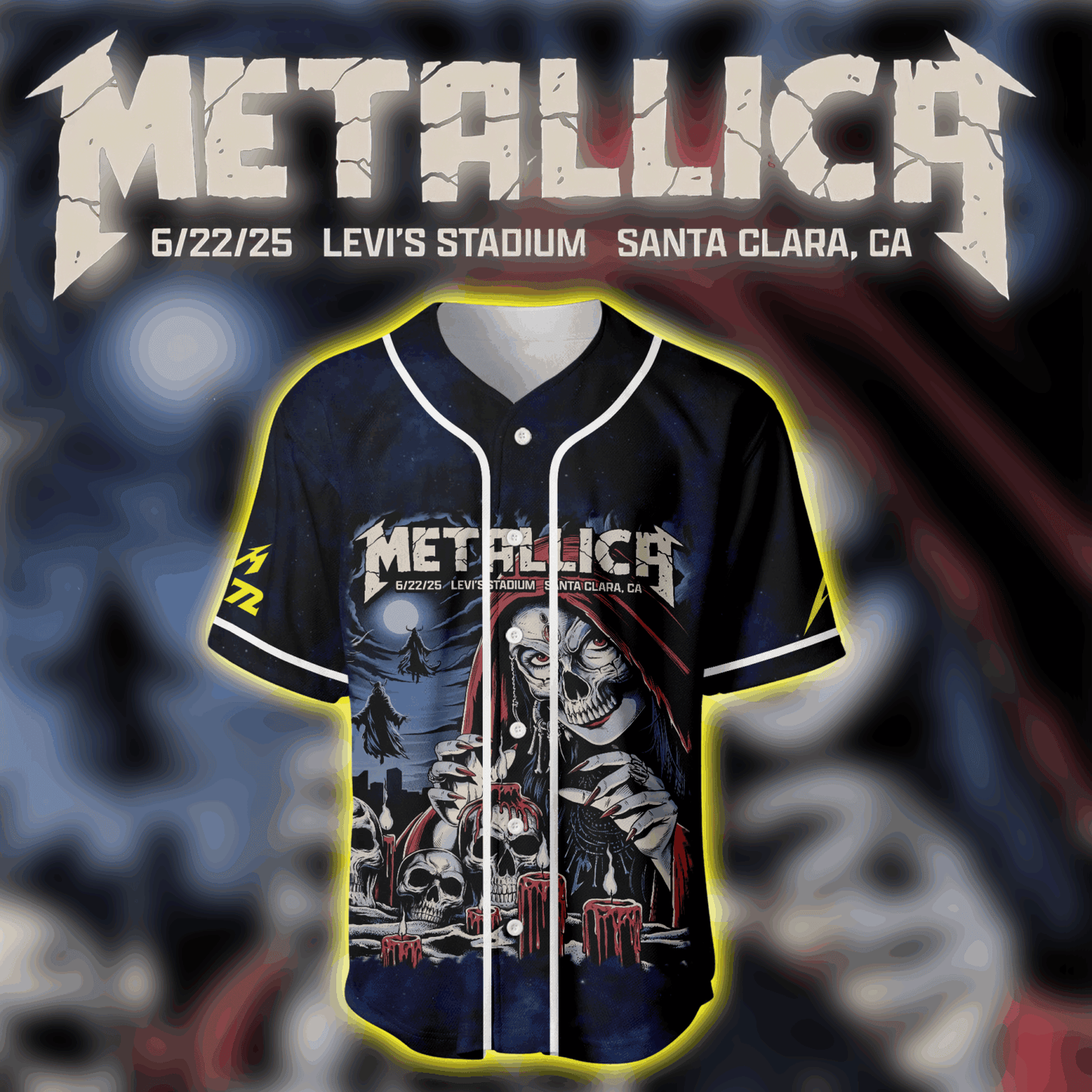 NEW PREMIUM METALLICA UNISEX BASEBALL JERSEY