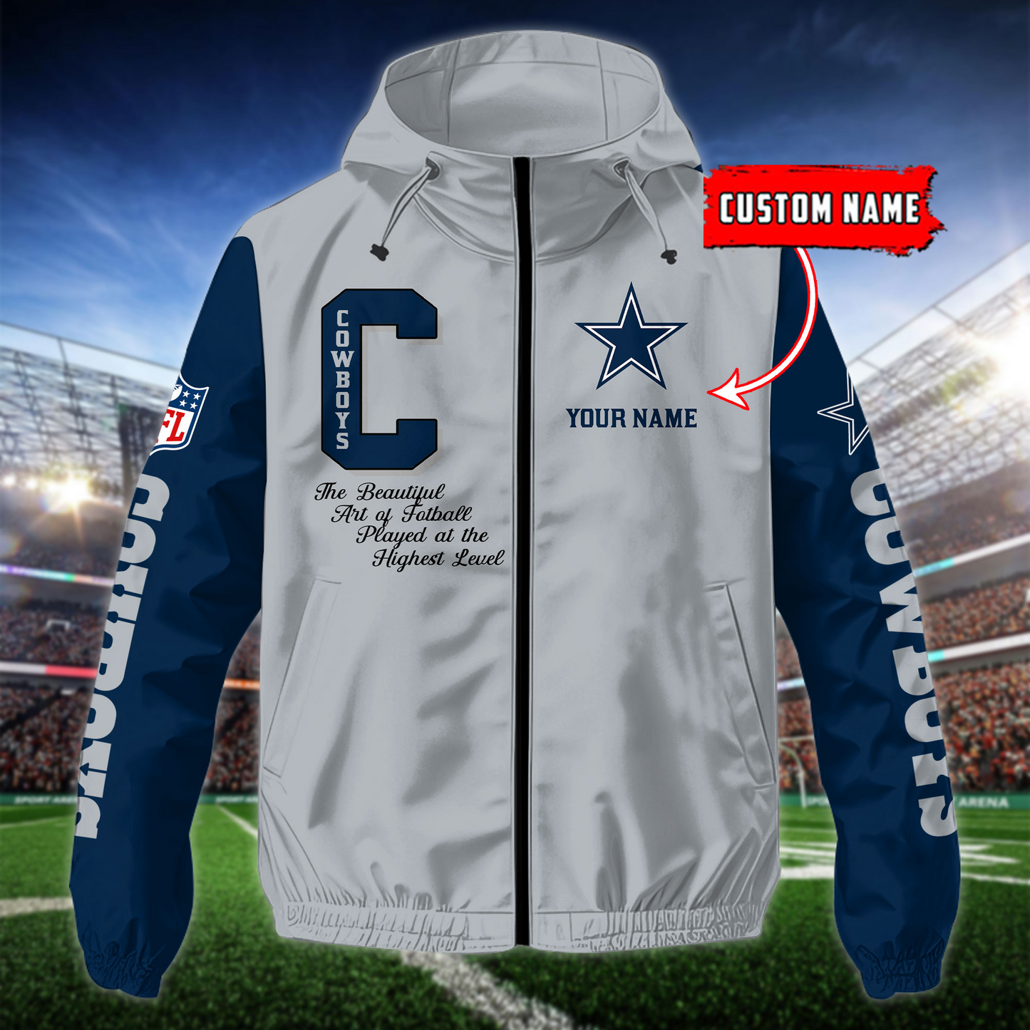 NEW PREMIUM DALLAS COWBOYS NFL WINDBREAKER JACKET