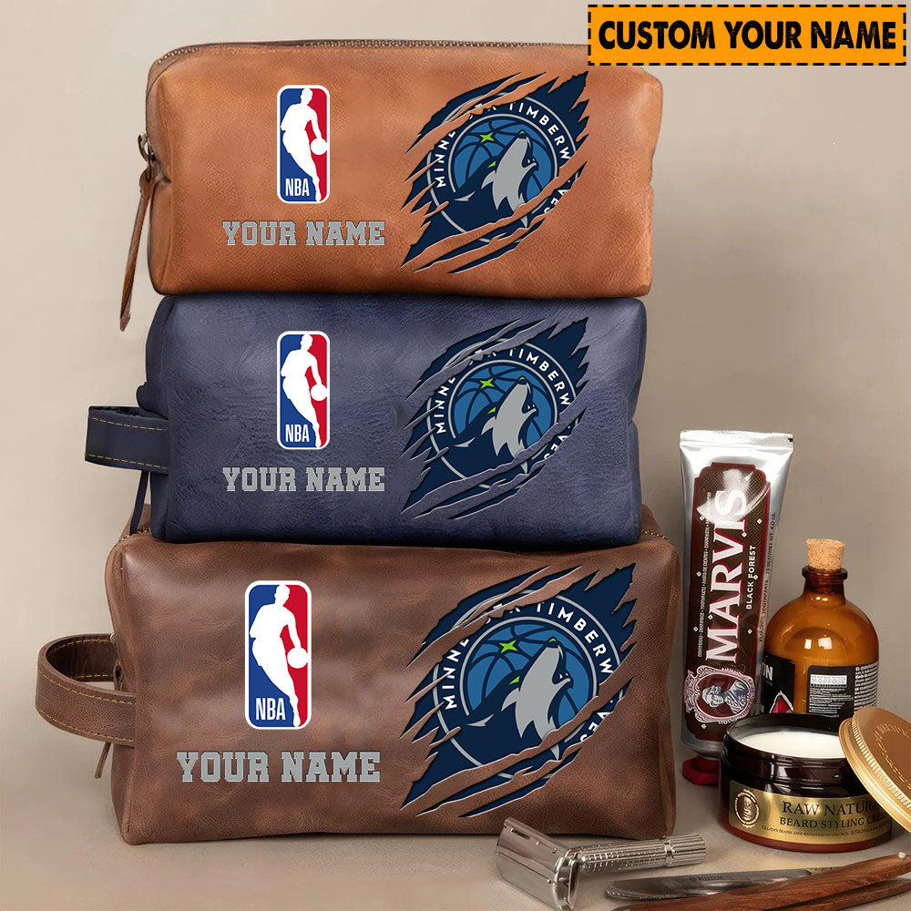 Minnesota Timberwolves Leather Toiletry Bag