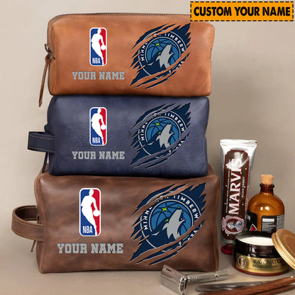 Minnesota Timberwolves Leather Toiletry Bag