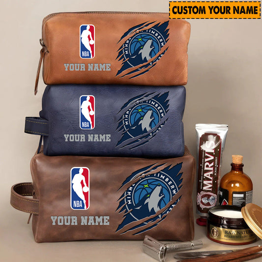 Minnesota Timberwolves Leather Toiletry Bag