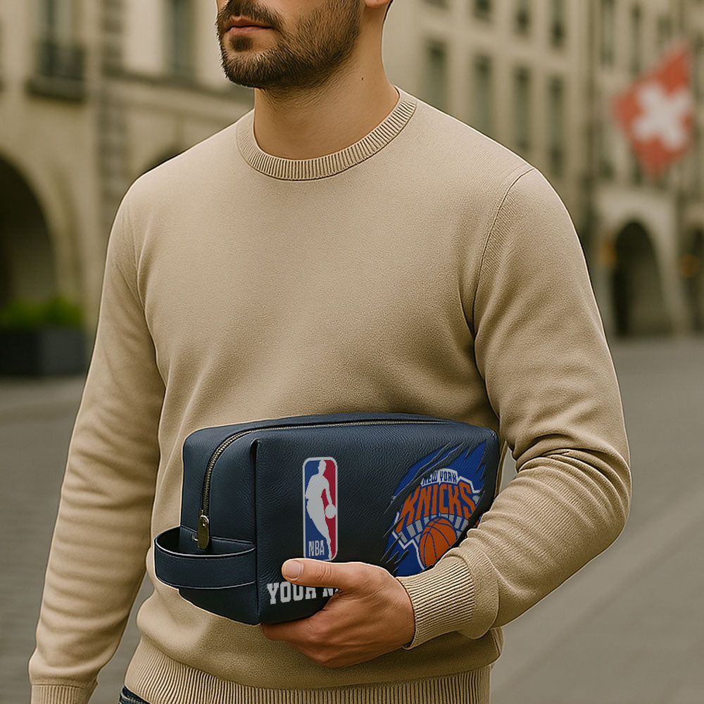 New York Knicks Leather Toiletry Bag