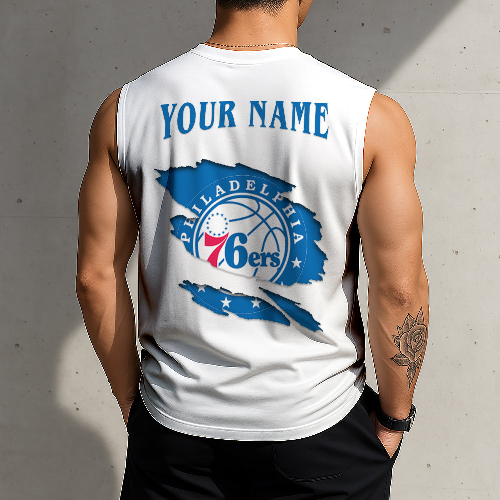 LIMITED EDITION - NEW CUSTOMIZED NBA26 P76 PHILADELPHIA 76ERS TANKTOP & GYM SHIRT