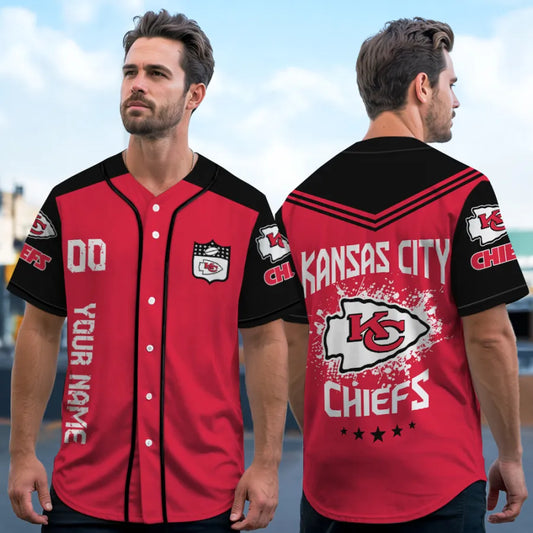 LIMITED EDITION - NEW CUSTOMIZED NFL01 KCC KANSAS CITY CHIEFS BASEBALL JERSEY