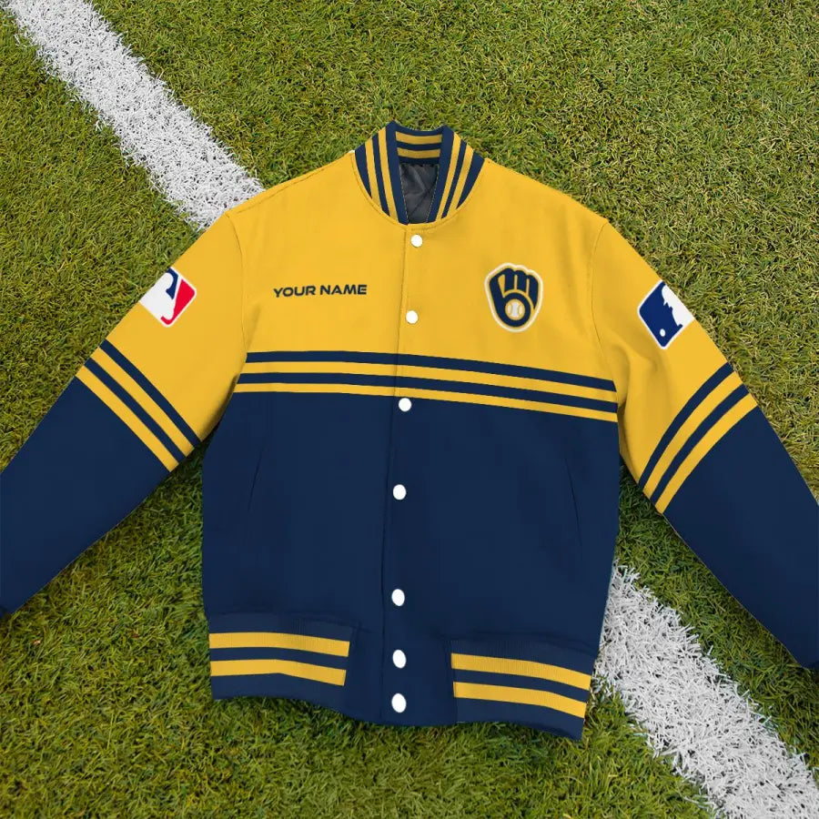 LIMITED EDITION - NEW CUSTOMIZED MLB15 MBS MILWAUKEE BREWERS BASEBALL JACKET