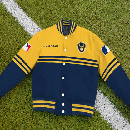 LIMITED EDITION - NEW CUSTOMIZED MLB15 MBS MILWAUKEE BREWERS BASEBALL JACKET