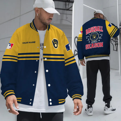 LIMITED EDITION - NEW CUSTOMIZED MLB15 MBS MILWAUKEE BREWERS BASEBALL JACKET