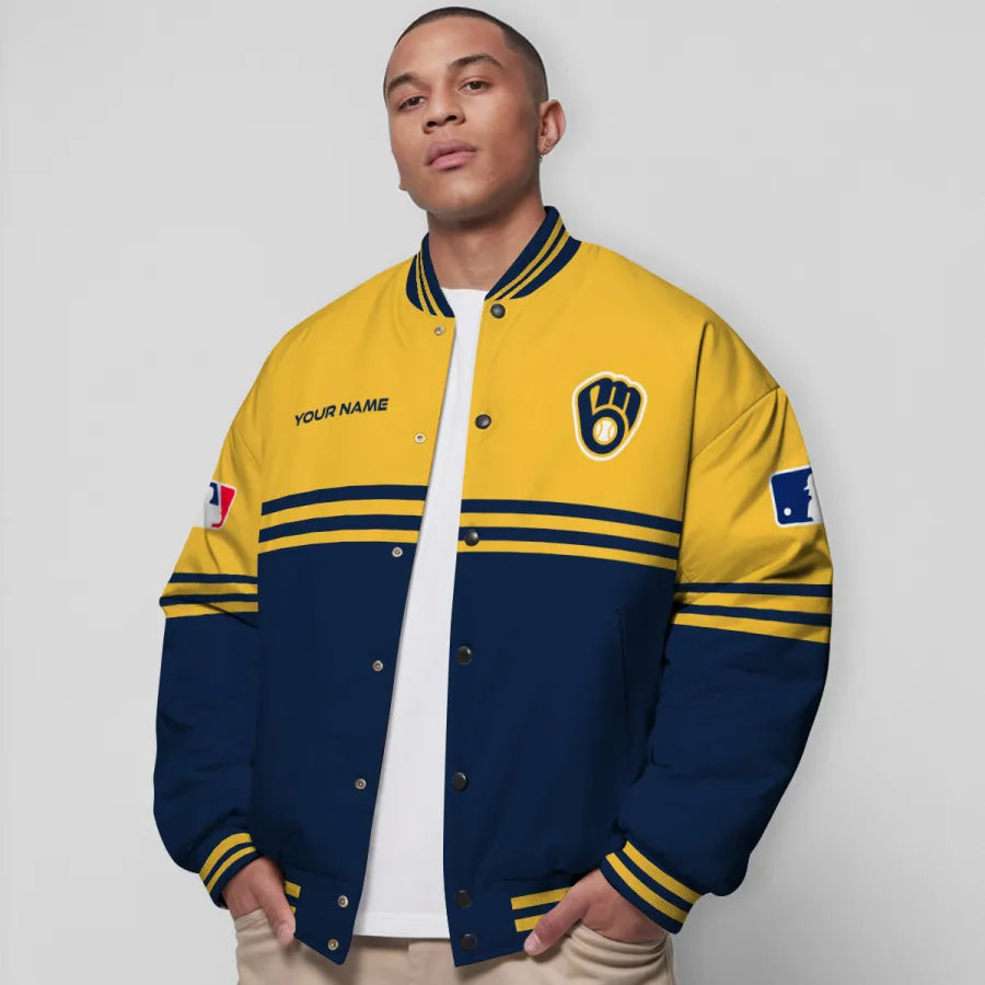 LIMITED EDITION - NEW CUSTOMIZED MLB15 MBS MILWAUKEE BREWERS BASEBALL JACKET