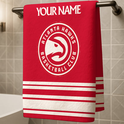 LIMITED EDITION - NEW CUSTOMIZED NBA17 AH ATLANTA HAWKS BEACH & BATH TOWEL