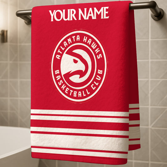 LIMITED EDITION - NEW CUSTOMIZED NBA17 AH ATLANTA HAWKS BEACH & BATH TOWEL