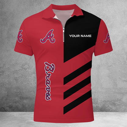 LIMITED EDITION - NEW CUSTOMIZED MLB09 ABS ATLANTA BRAVES ZIP POLO SHIRT