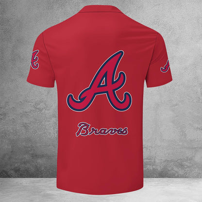 LIMITED EDITION - NEW CUSTOMIZED MLB09 ABS ATLANTA BRAVES ZIP POLO SHIRT