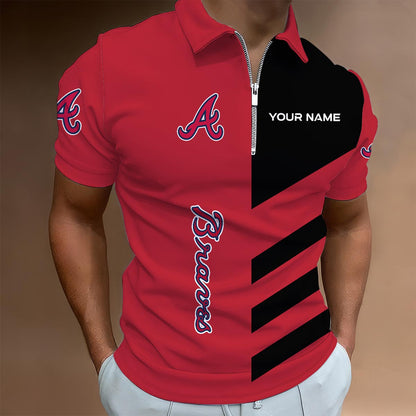 LIMITED EDITION - NEW CUSTOMIZED MLB09 ABS ATLANTA BRAVES ZIP POLO SHIRT