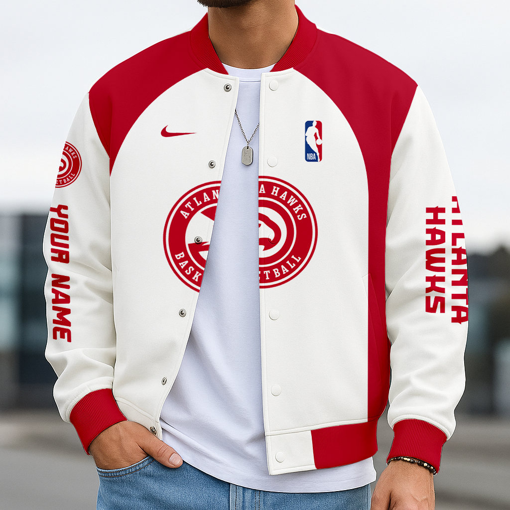 LIMITED EDITION - NEW CUSTOMIZED NBA17 AH ATLANTA HAWKS BASEBALL JACKET