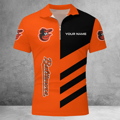 LIMITED EDITION - NEW CUSTOMIZED MLB25 BOS BALTIMORE ORIOLES ZIP POLO SHIRT